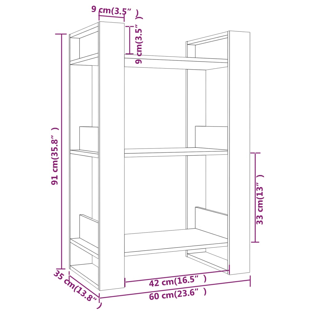 Bibliothèque/Cloison Marron miel 60x35x91 cm Bois massif - XIOS