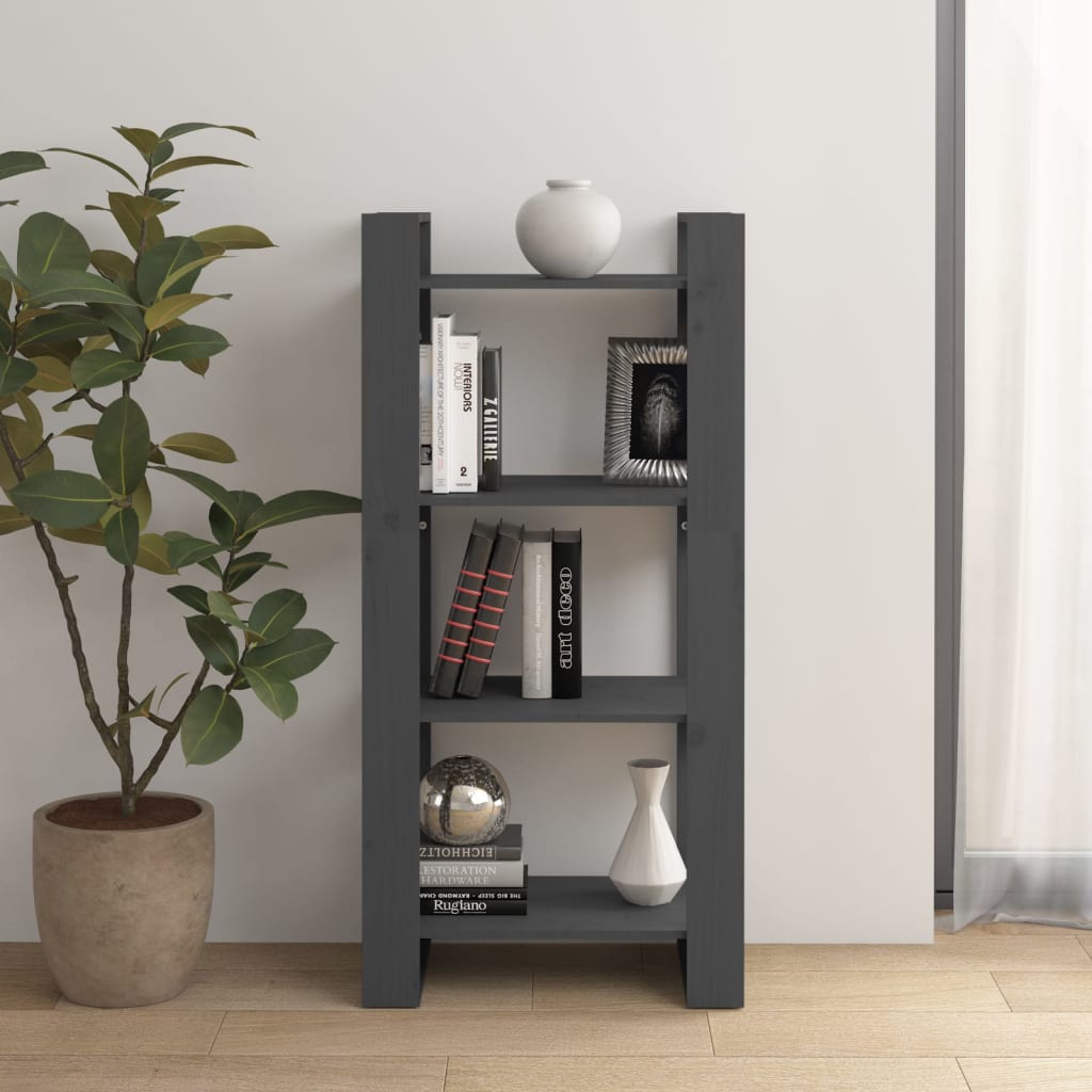 Bibliothèque/Séparateur de pièce Gris 60x35x125 cm Bois massif - XIOS