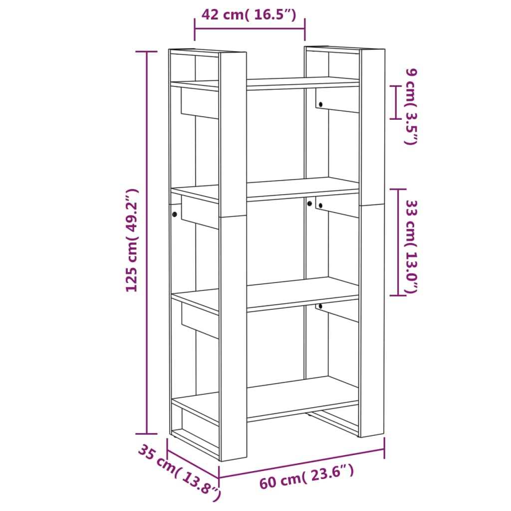 Bibliothèque/Cloison Marron miel 60x35x125 cm Bois massif - XIOS