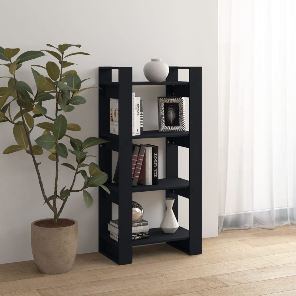 Bibliothèque/Séparateur de pièce Noir 60x35x125 cm Bois massif - XIOS