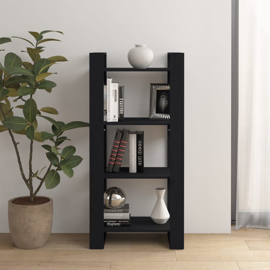 Bibliothèque/Séparateur de pièce Noir 60x35x125 cm Bois massif - XIOS