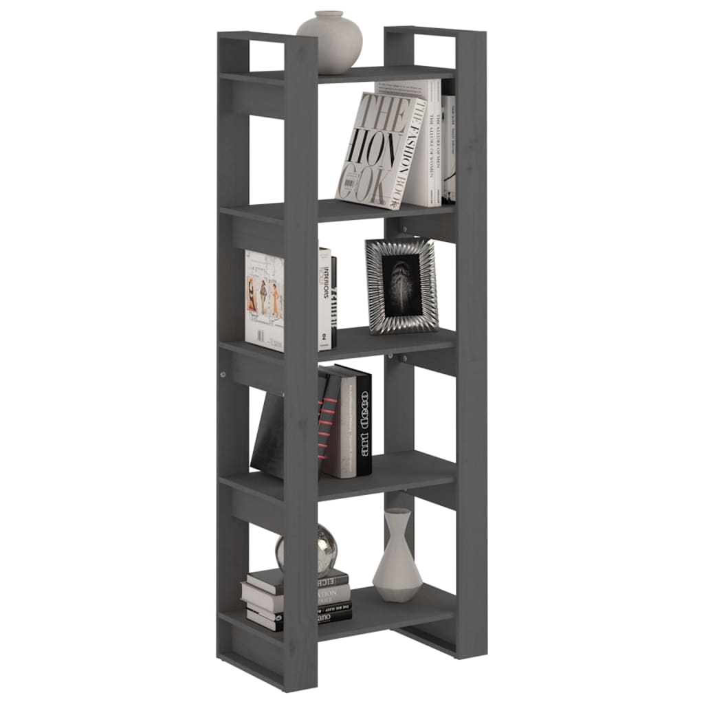 Bibliothèque/Séparateur de pièce Gris 60x35x160 cm Bois massif - XIOS