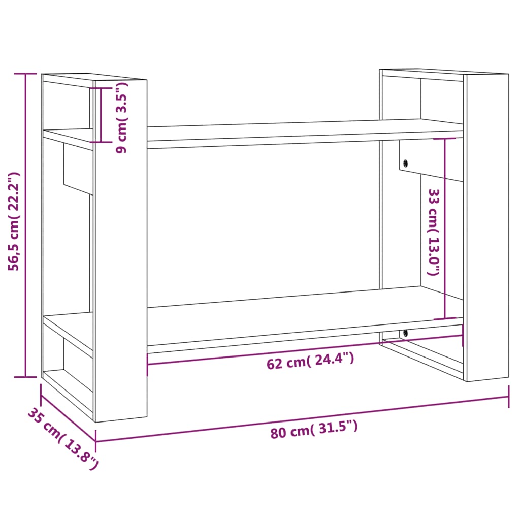 Bibliothèque/Séparateur de pièce Noir 80x35x56,5 cm Pin massif - XIOS