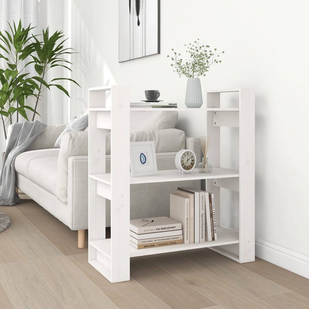 Bibliothèque/Séparateur de pièce Blanc 80x35x91 cm Pin solide - XIOS