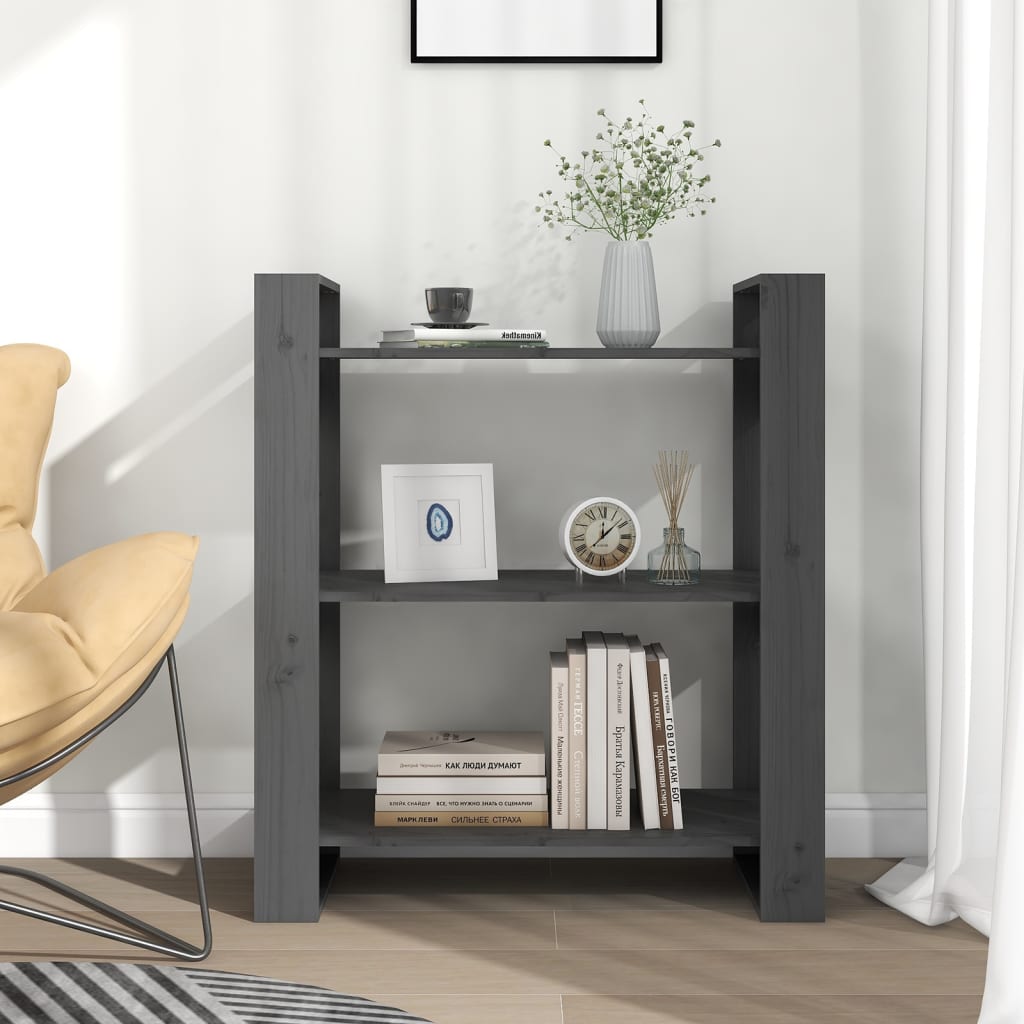 Bibliothèque/Séparateur de pièce Gris 80x35x91 cm Pin solide - XIOS