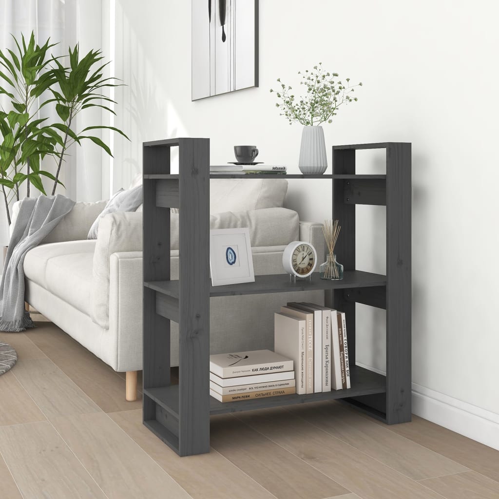 Bibliothèque/Séparateur de pièce Gris 80x35x91 cm Pin solide - XIOS