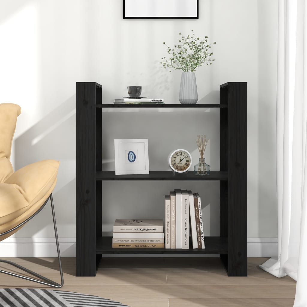 Bibliothèque/Séparateur de pièce Noir 80x35x91 cm Pin solide - XIOS