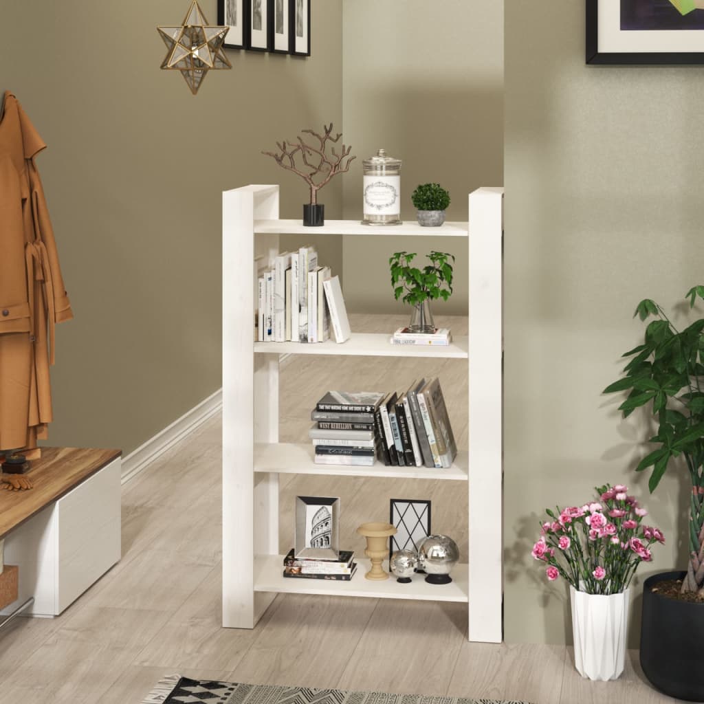 Bibliothèque/Séparateur de pièce Blanc 80x35x125 cm Pin massif - XIOS