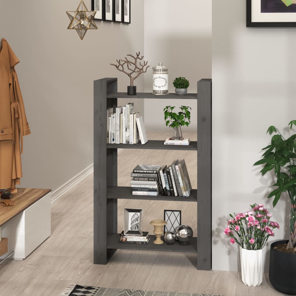 Bibliothèque/Séparateur de pièce Gris 80x35x125 cm Pin massif - XIOS