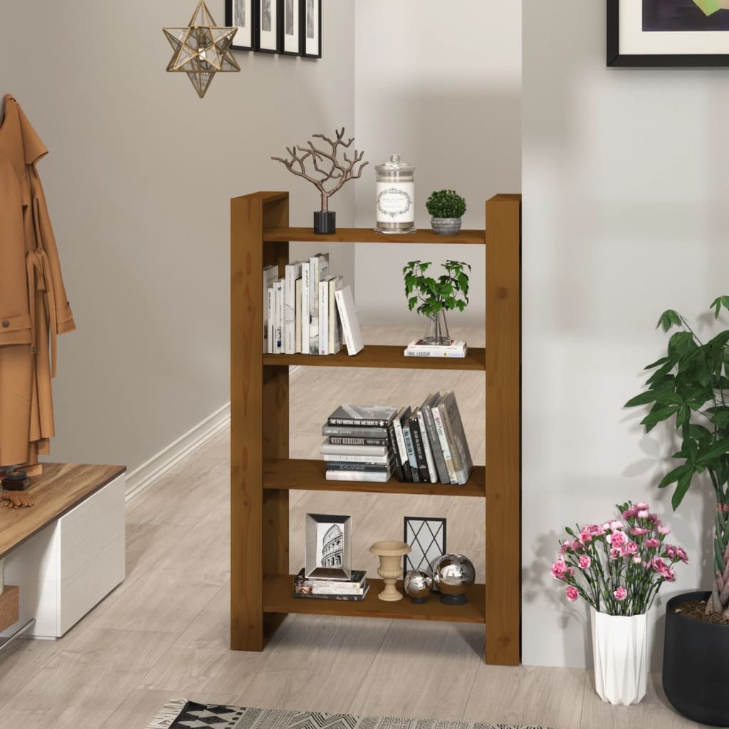 Bibliothèque/Cloison Marron miel 80x35x125 cm Bois massif - XIOS