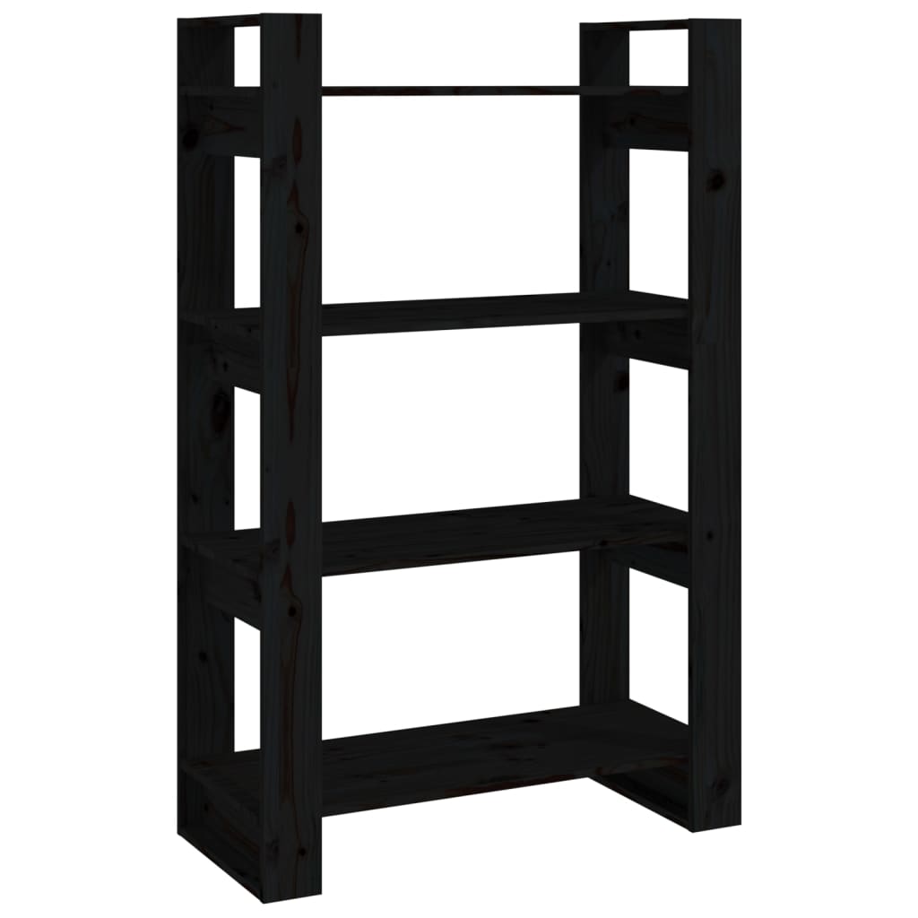 Bibliothèque/Séparateur de pièce Noir 80x35x125 cm Pin massif - XIOS