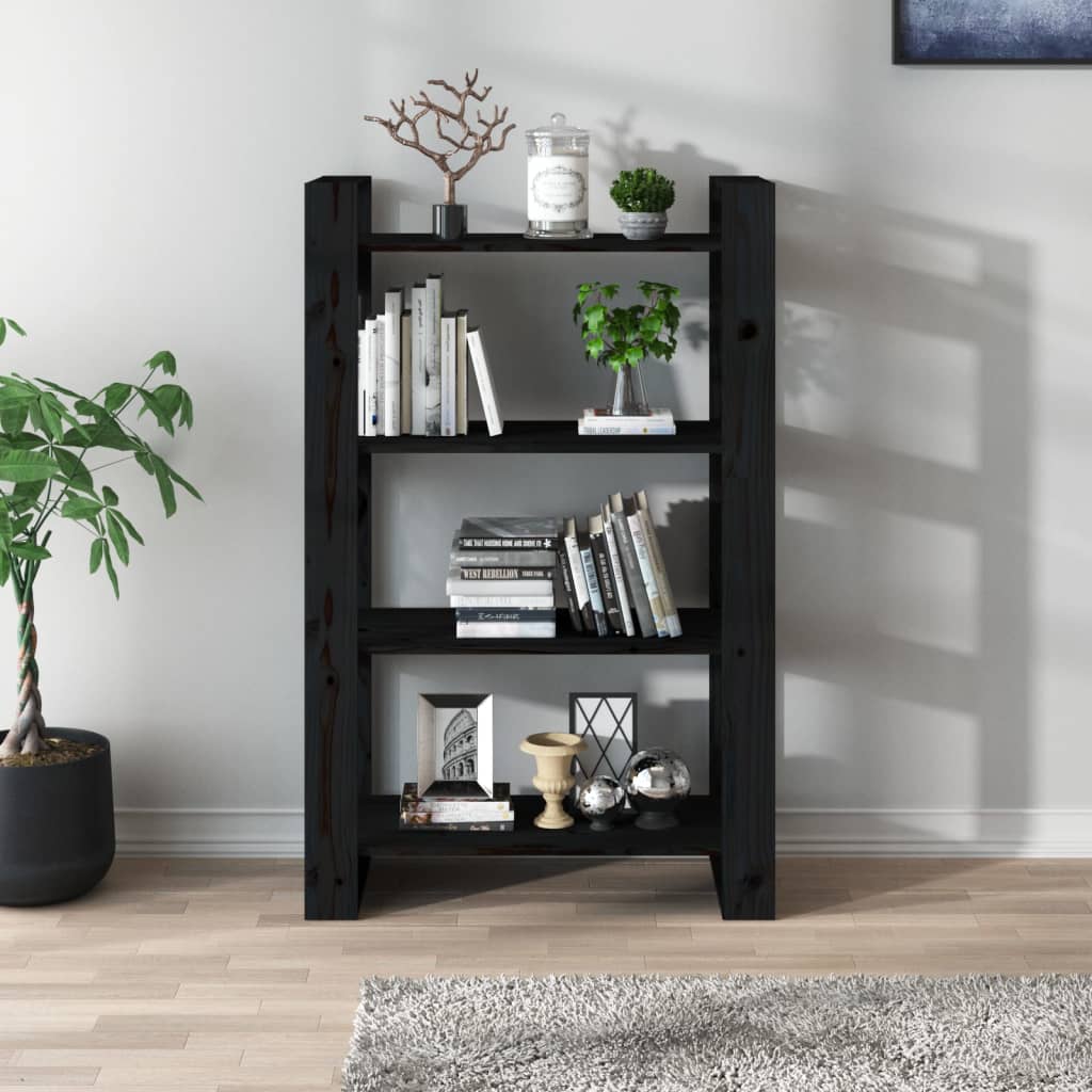 Bibliothèque/Séparateur de pièce Noir 80x35x125 cm Pin massif - XIOS