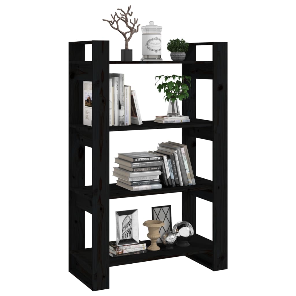 Bibliothèque/Séparateur de pièce Noir 80x35x125 cm Pin massif - XIOS