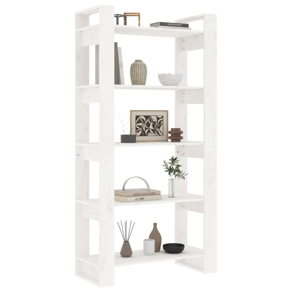 Bibliothèque/Séparateur de pièce Blanc 80x35x160 cm Bois massif - XIOS