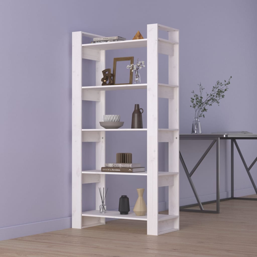 Bibliothèque/Séparateur de pièce Blanc 80x35x160 cm Bois massif - XIOS