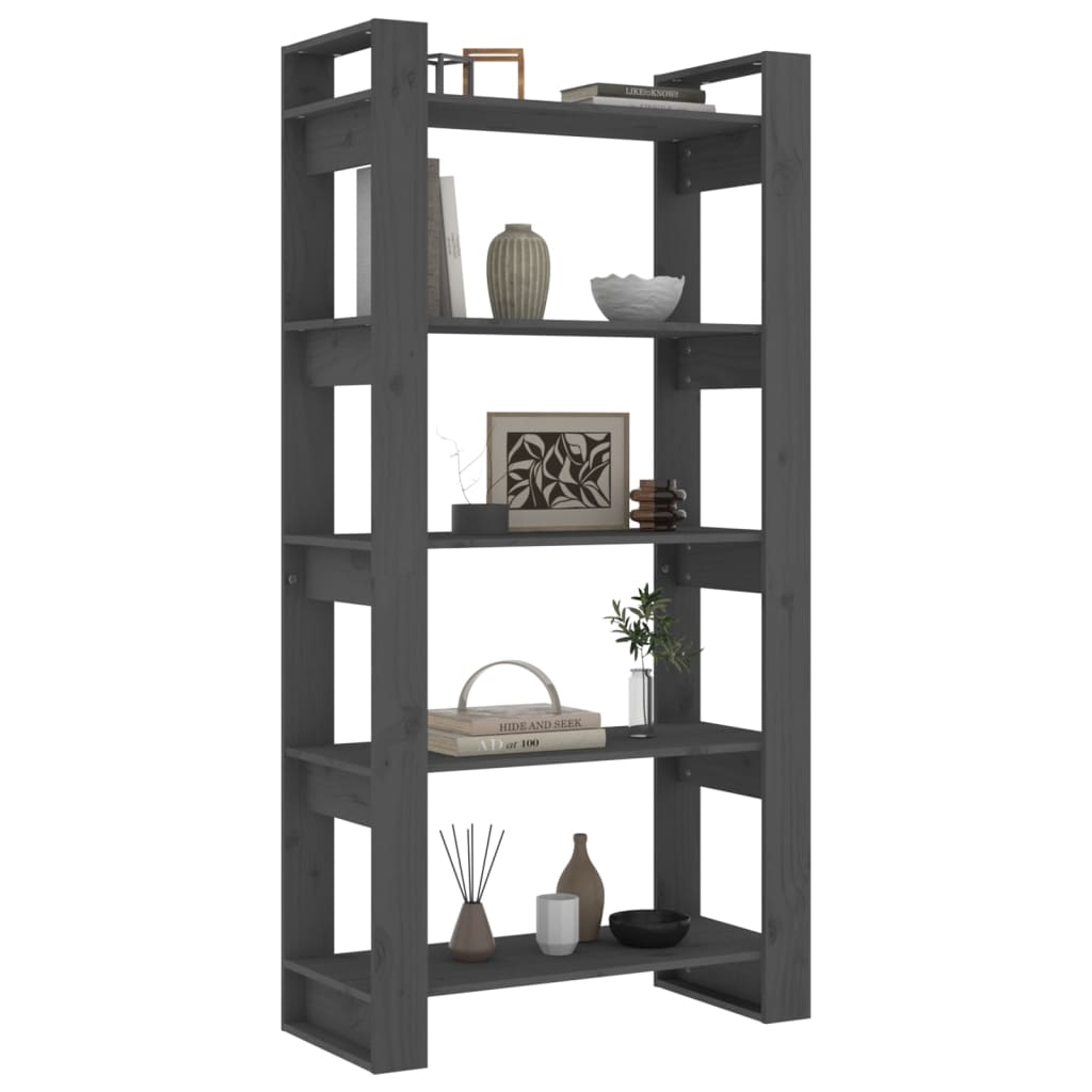 Bibliothèque/Séparateur de pièce Gris 80x35x160 cm Bois massif - XIOS