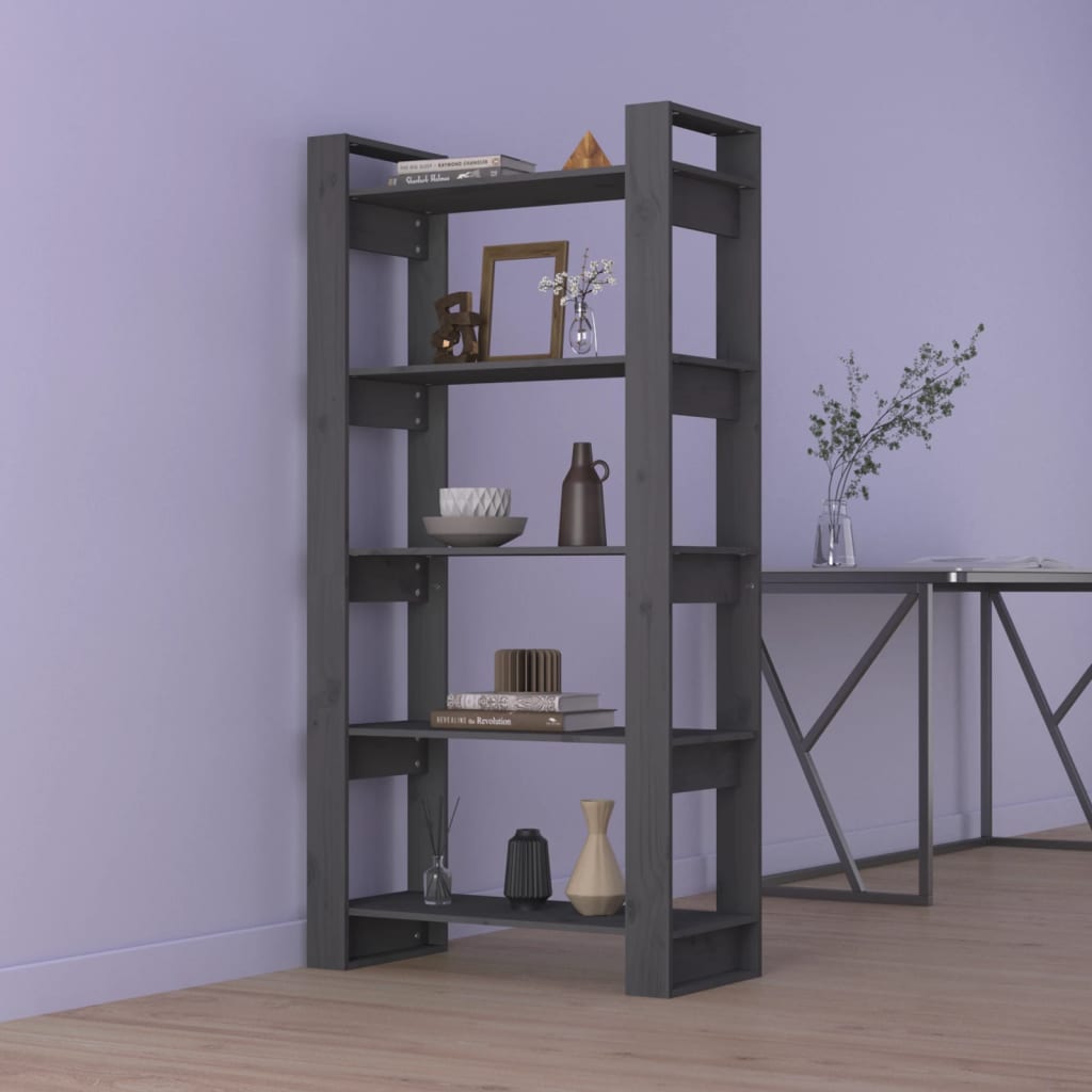 Bibliothèque/Séparateur de pièce Gris 80x35x160 cm Bois massif - XIOS