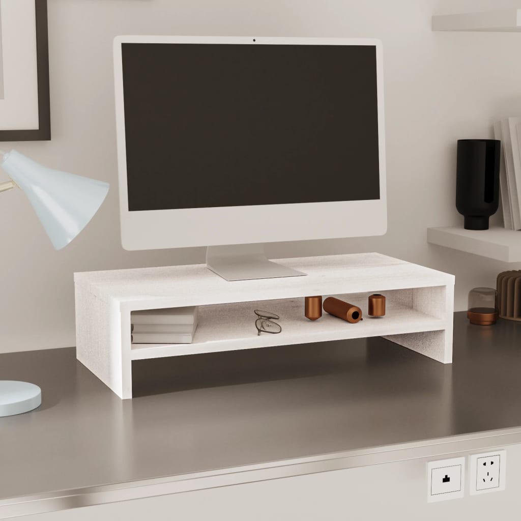 Support de moniteur Blanc 50x24x13 cm Bois de pin solide - XIOS