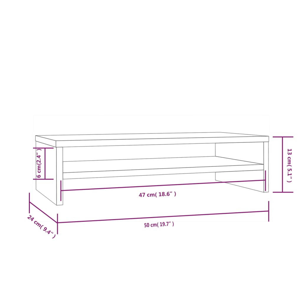Support de moniteur Blanc 50x24x13 cm Bois de pin solide - XIOS