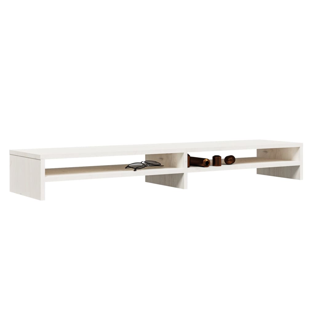 Support de moniteur Blanc 100x24x13 cm Bois de pin solide - XIOS