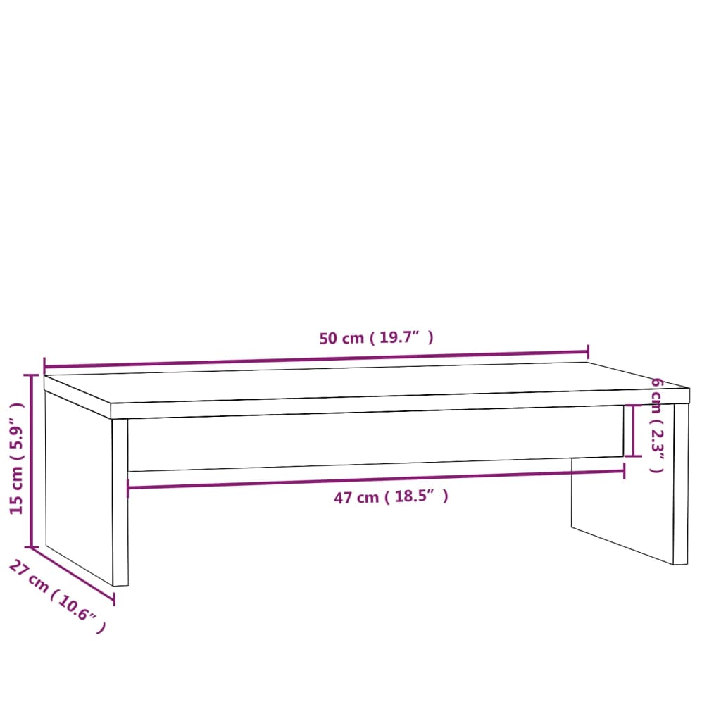 Support de moniteur Blanc 50x27x15 cm Bois de pin solide - XIOS