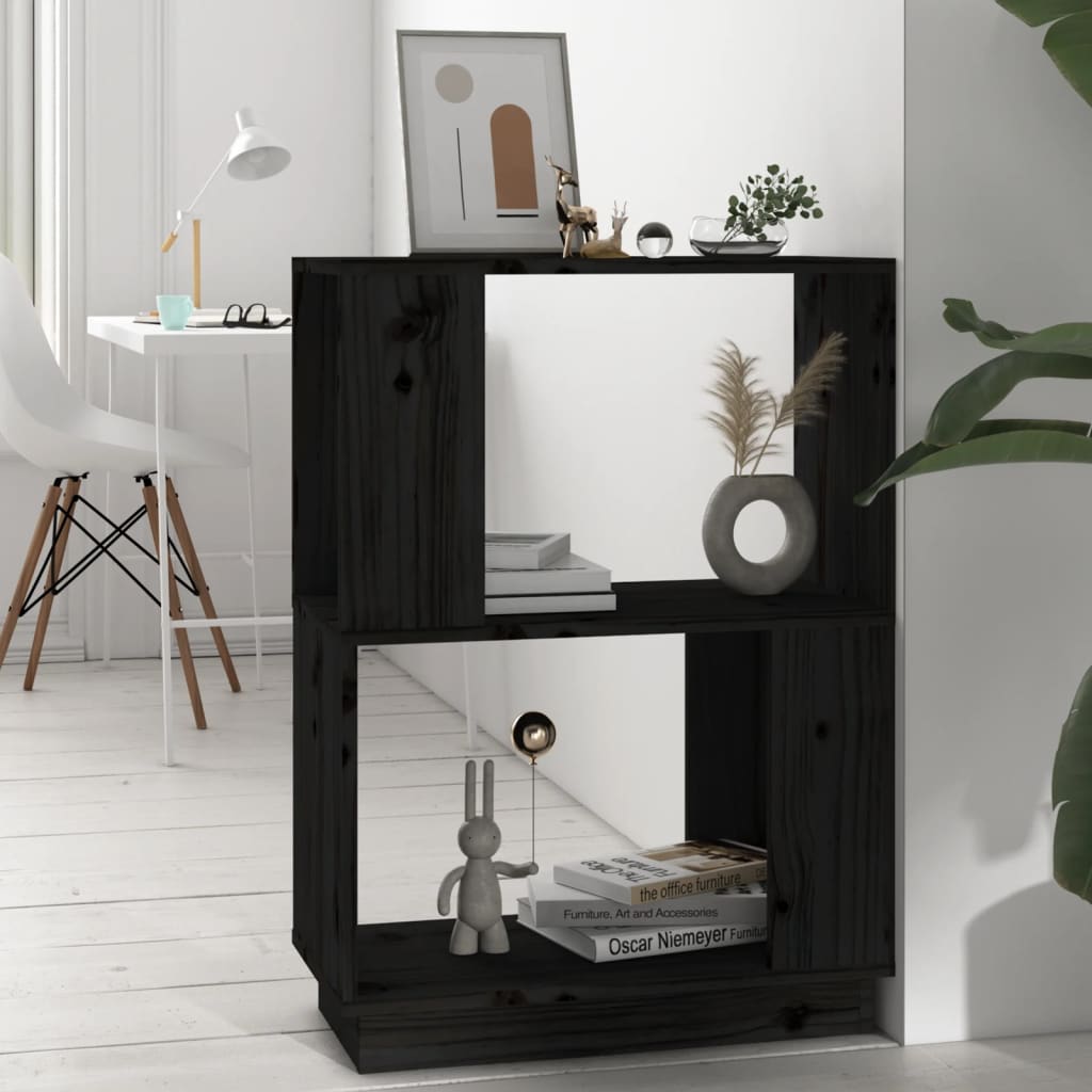 Bibliothèque/Séparateur de pièce Noir 51x25x70 cm Pin solide - XIOS