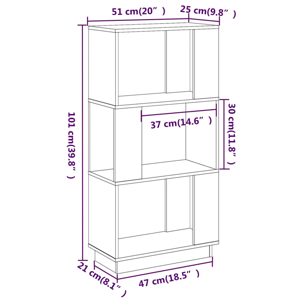 Bibliothèque/Séparateur de pièce 51x25x101 cm Pin solide Bibliothèques vidaXL