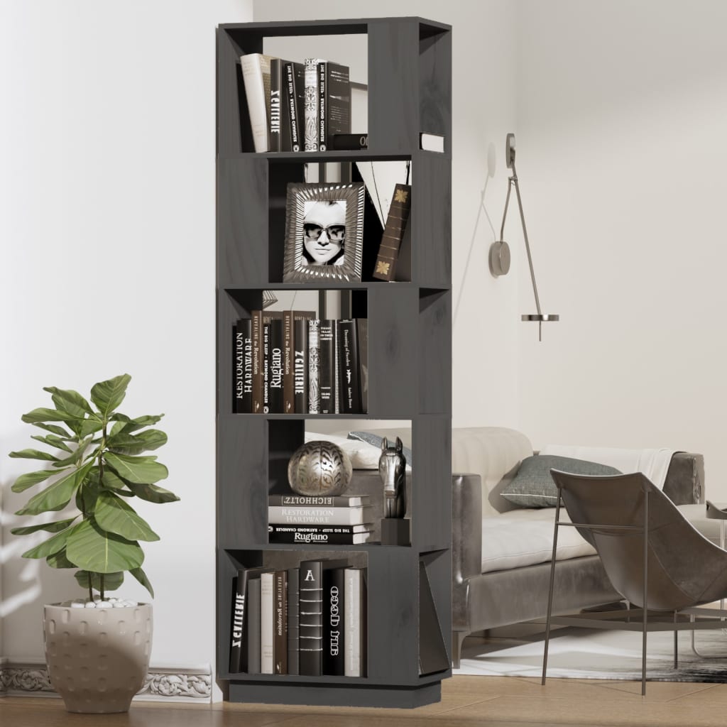 Bibliothèque/Séparateur de pièce Gris 51x25x163,5 cm Pin solide - XIOS