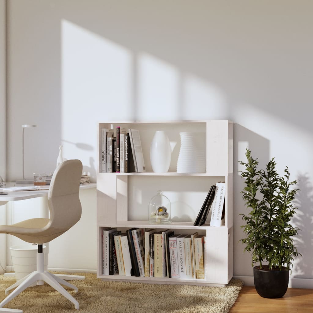 Bibliothèque/Séparateur de pièce Blanc 80x25x101 cm Pin massif - XIOS