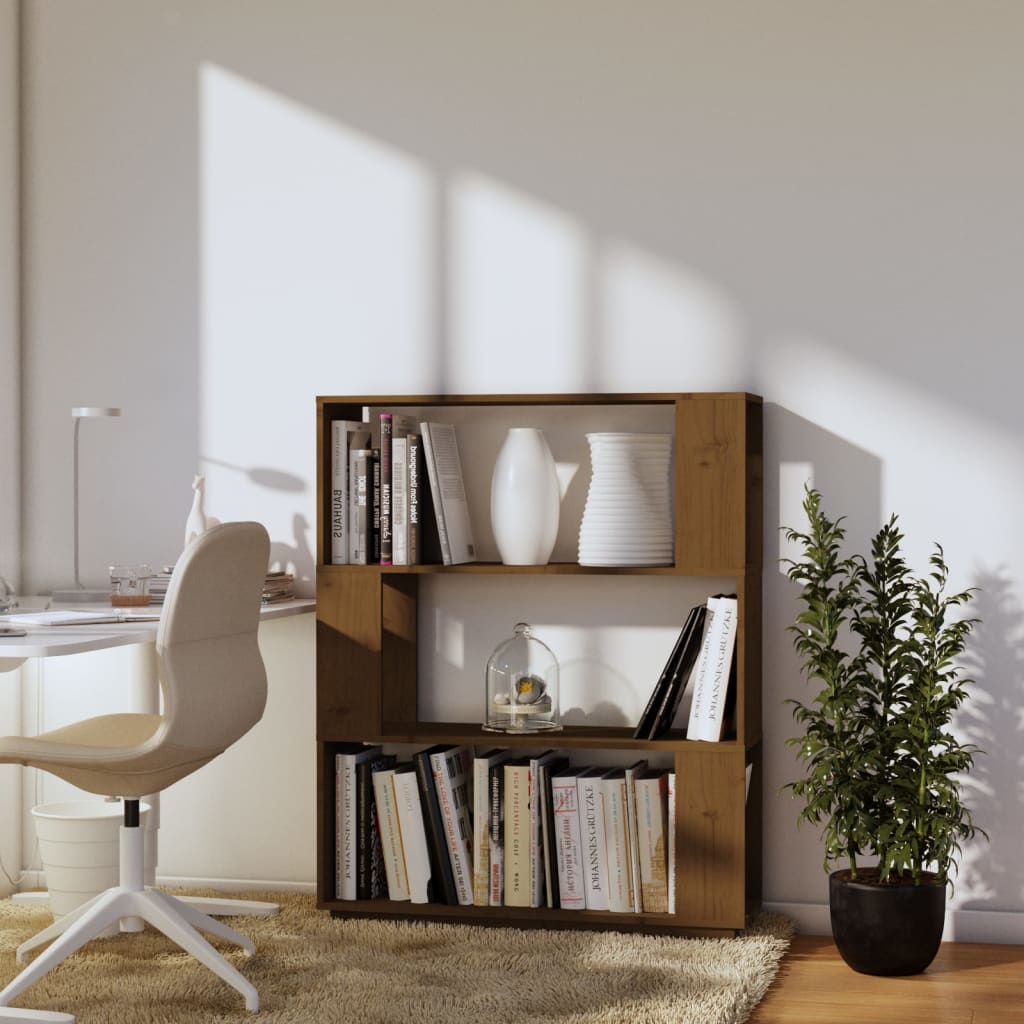 Bibliothèque/Cloison Marron miel 80x25x101 cm Bois massif - XIOS