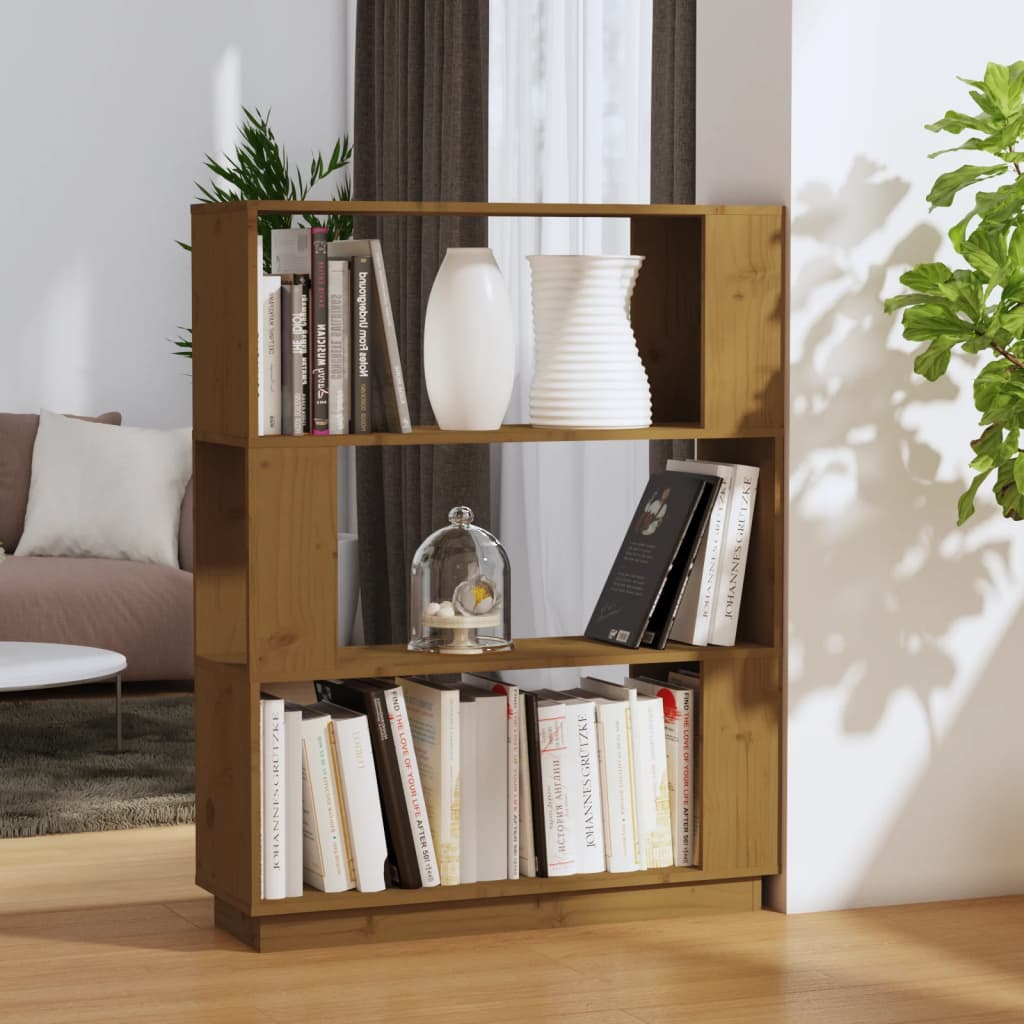 Bibliothèque/Cloison Marron miel 80x25x101 cm Bois massif - XIOS