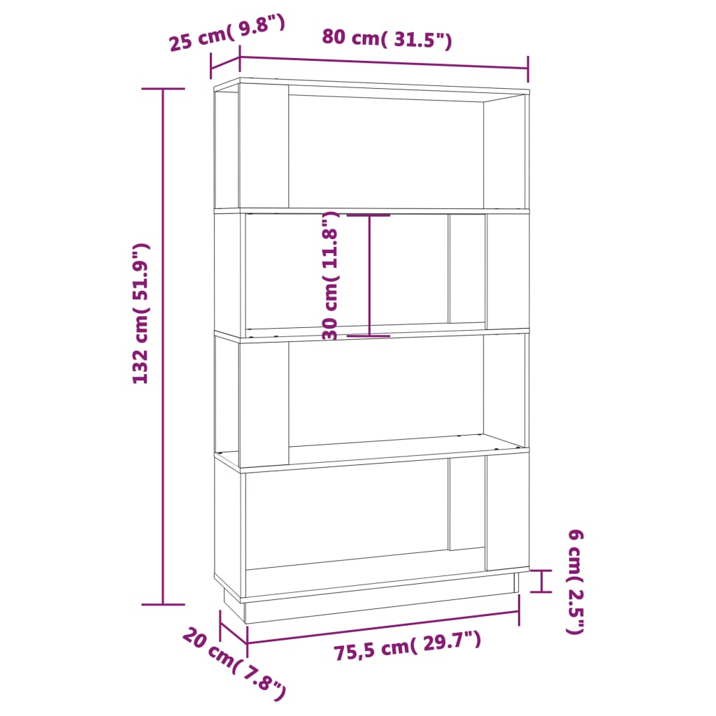 Bibliothèque/Séparateur de pièce Gris 80x25x132 cm Pin massif - XIOS