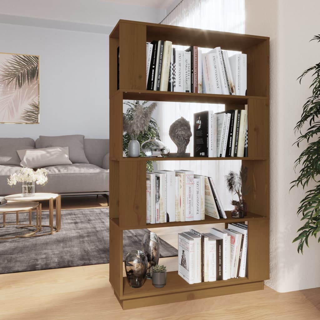 Bibliothèque/Cloison Marron miel 80x25x132 cm Bois massif - XIOS