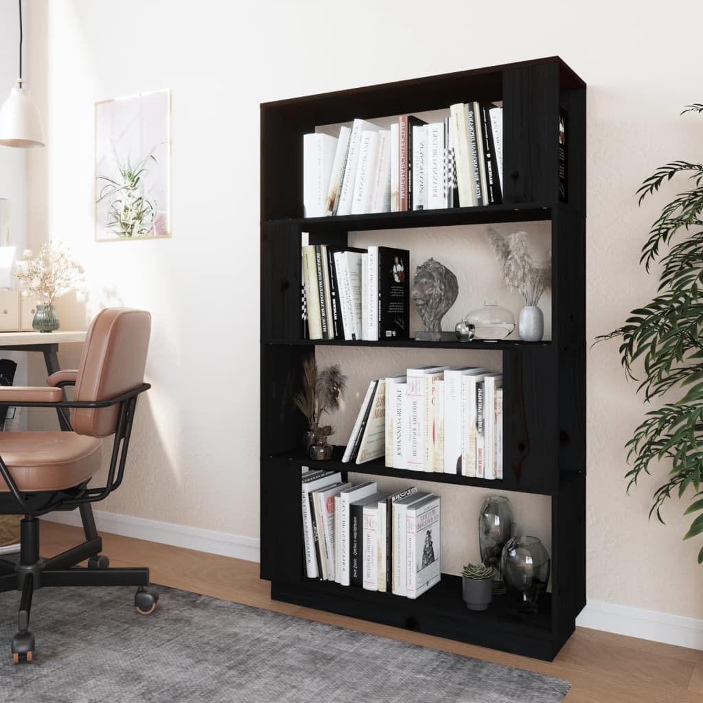 Bibliothèque/Séparateur de pièce Noir 80x25x132 cm Pin massif - XIOS