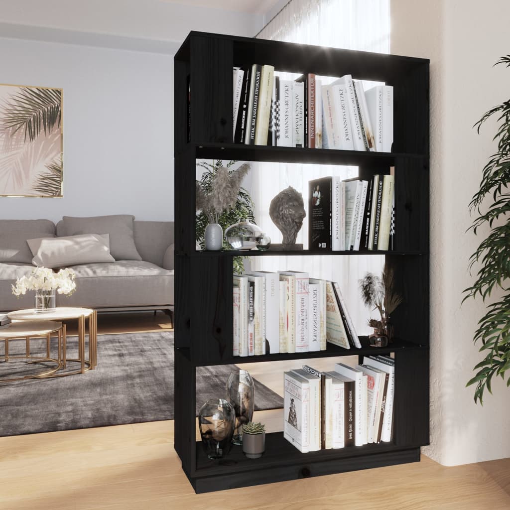 Bibliothèque/Séparateur de pièce Noir 80x25x132 cm Pin massif - XIOS