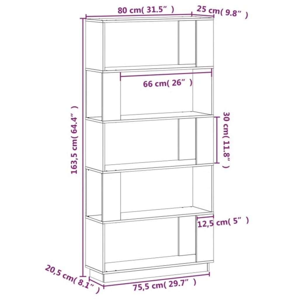 Bibliothèque/Séparateur de pièce 80x25x163,5 cm Pin solide - XIOS