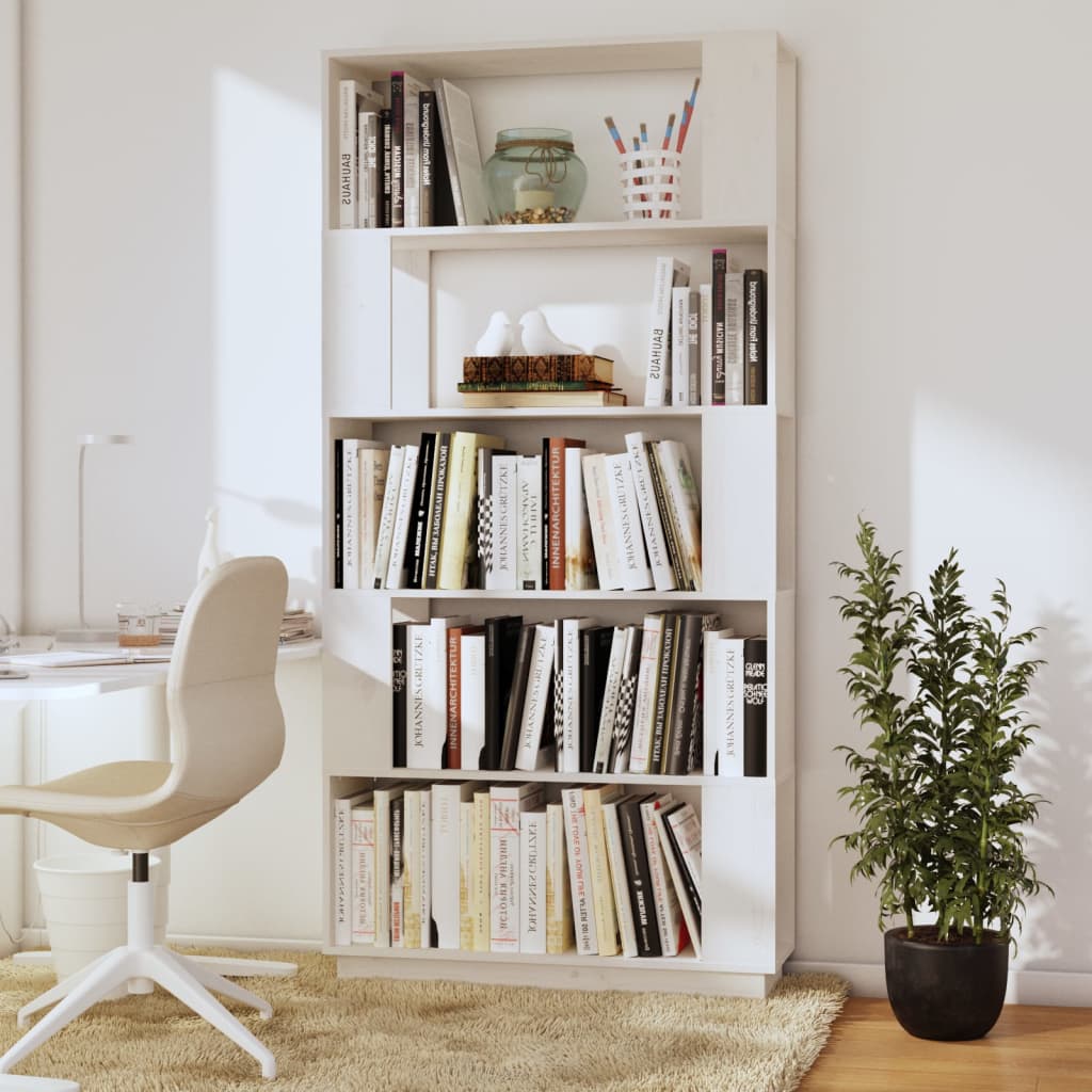 Bibliothèque/Séparateur de pièce Blanc 80x25x163,5cm Pin massif - XIOS