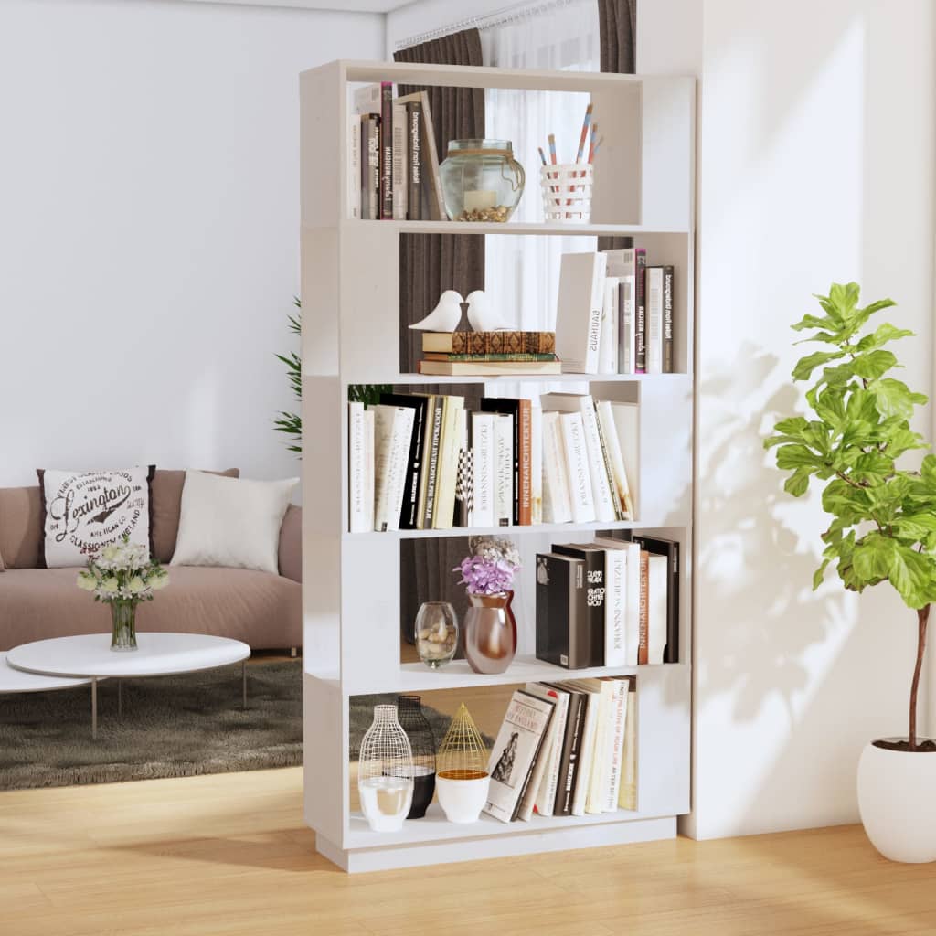 Bibliothèque/Séparateur de pièce Blanc 80x25x163,5cm Pin massif - XIOS