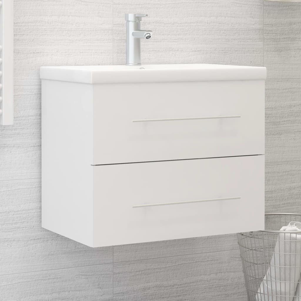 Armoire d'évier avec lavabo intégré Blanc Aggloméré - XIOS