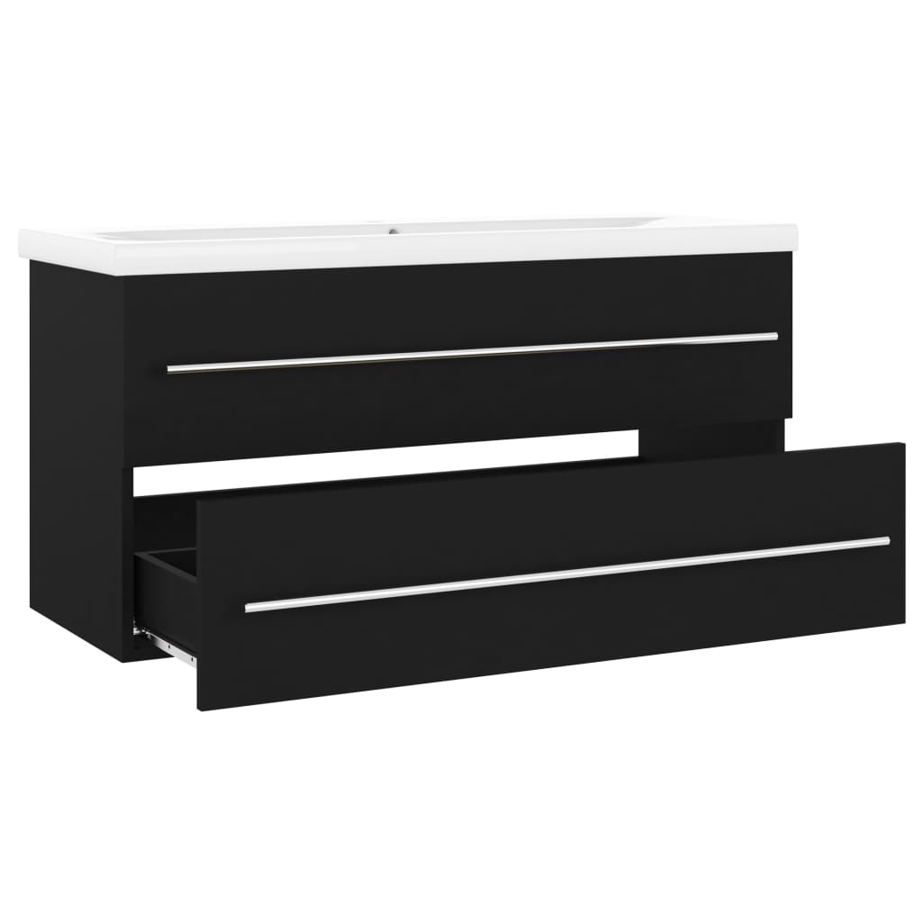 Armoire d'évier avec lavabo intégré Noir Aggloméré - XIOS