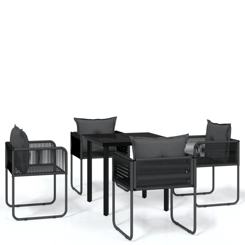 Ensemble à manger de jardin 5 pcs Noir