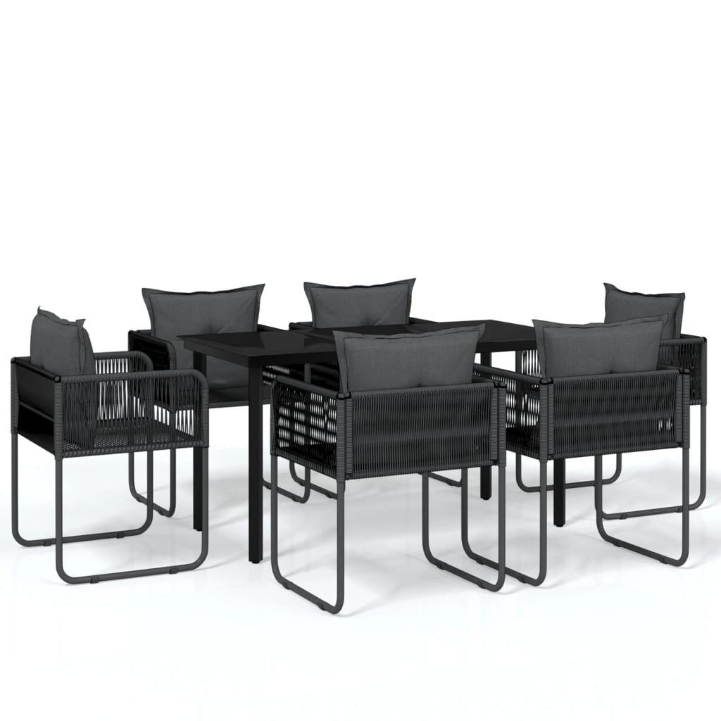 Ensemble à manger de jardin 7 pcs Noir