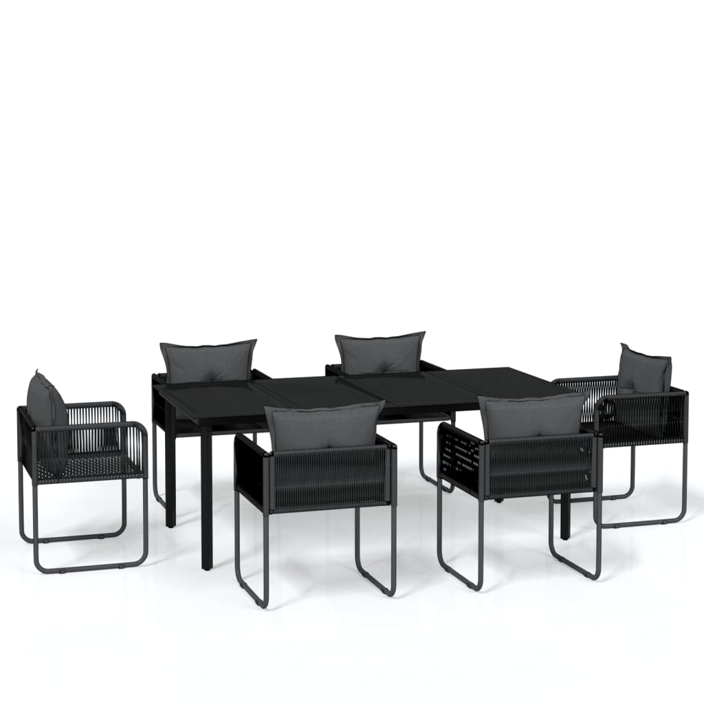 Ensemble à manger de jardin 7 pcs Noir