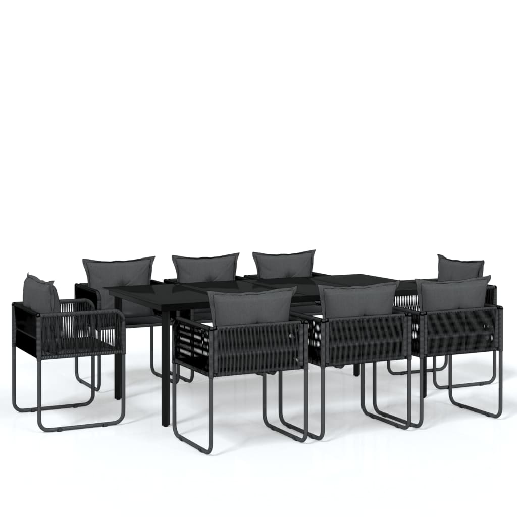 Ensemble à manger de jardin 9 pcs Noir