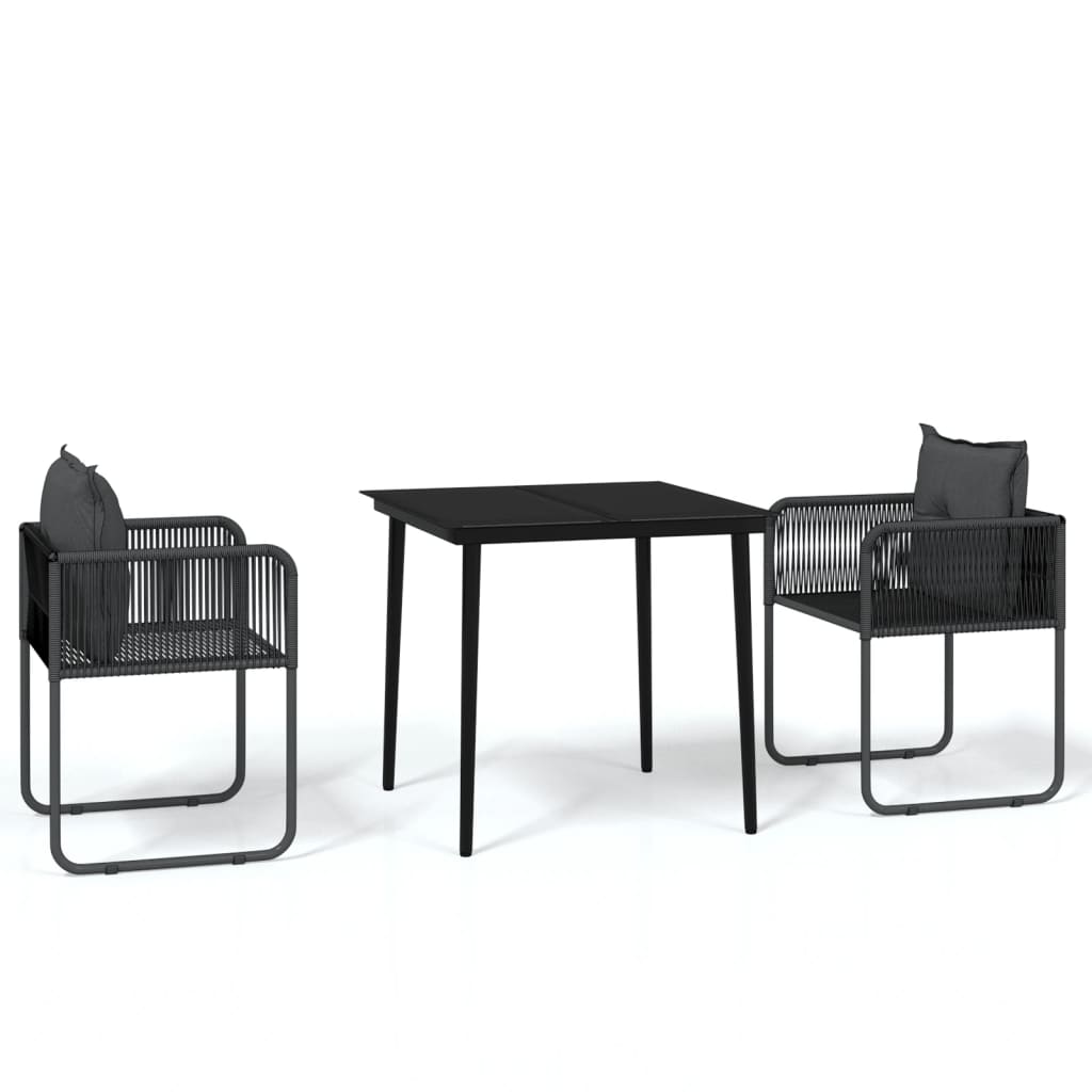 Ensemble à manger de jardin 3 pcs Noir