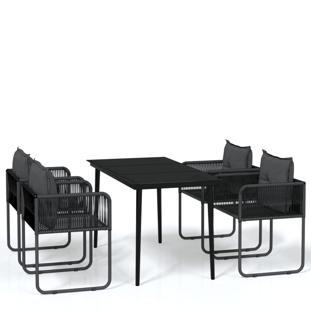 Ensemble à manger de jardin 5 pcs Noir