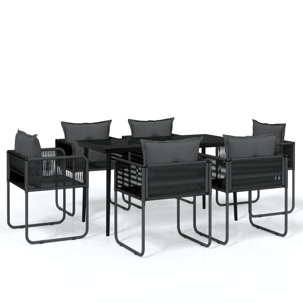 Ensemble à manger de jardin 7 pcs Noir