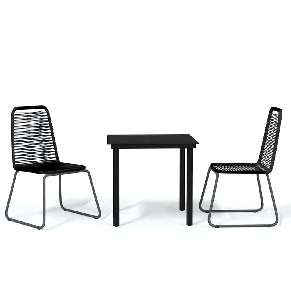 Ensemble à manger de jardin 3 pcs Noir