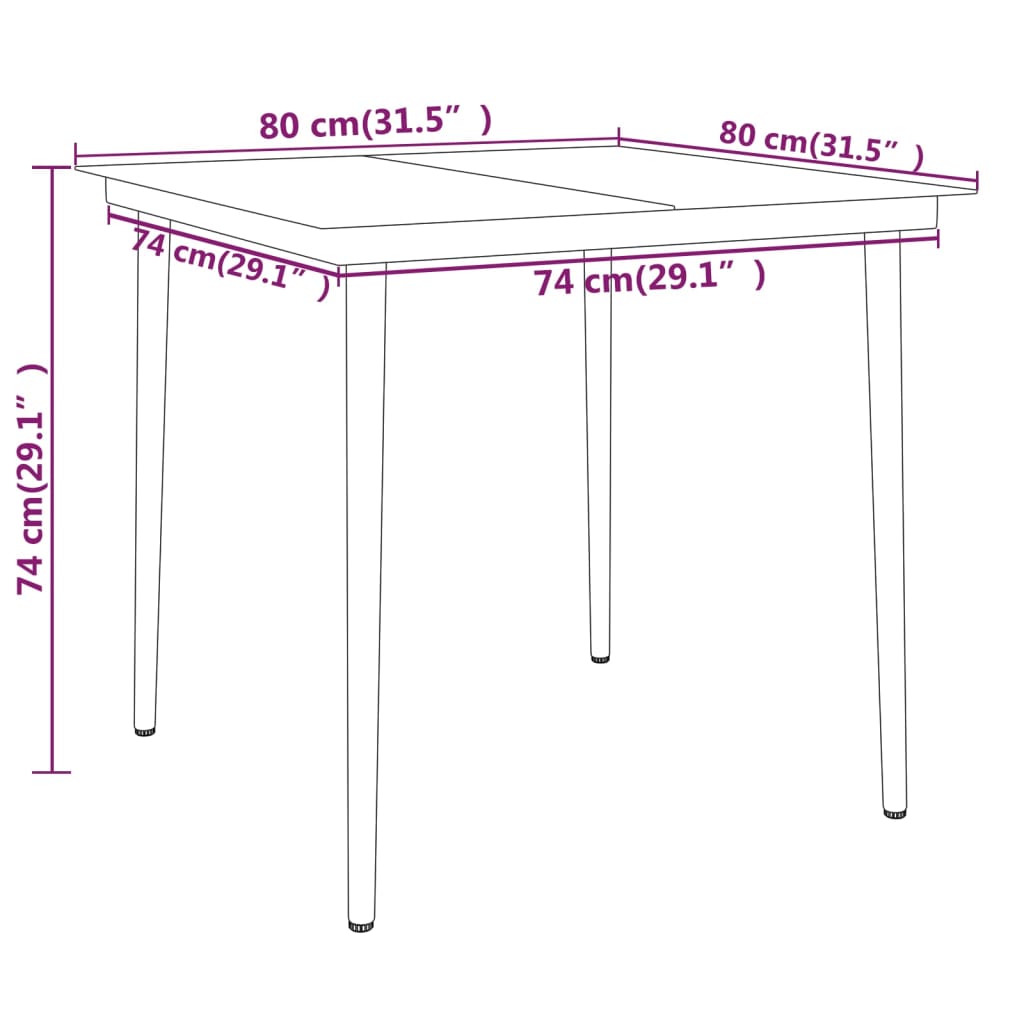 Ensemble à manger de jardin 5 pcs Noir