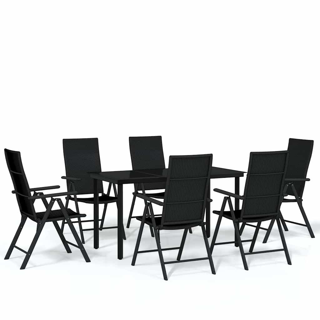 Ensemble à manger de jardin 7 pcs Noir